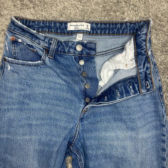 Abercrombie & Fitch Women's Size 6 / 28 The Dad High Rise Curve Love Button FLY - Picture 5 of 8